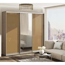 Sliding wardrobe 2.5 m "Colored glass" three doors with mirror